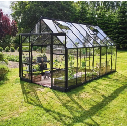 HALLS szklarnia ogrodowa ICON 8 (11,2 m2; 2,55 x 4,41 m) czarna, szkło hartowane + baza